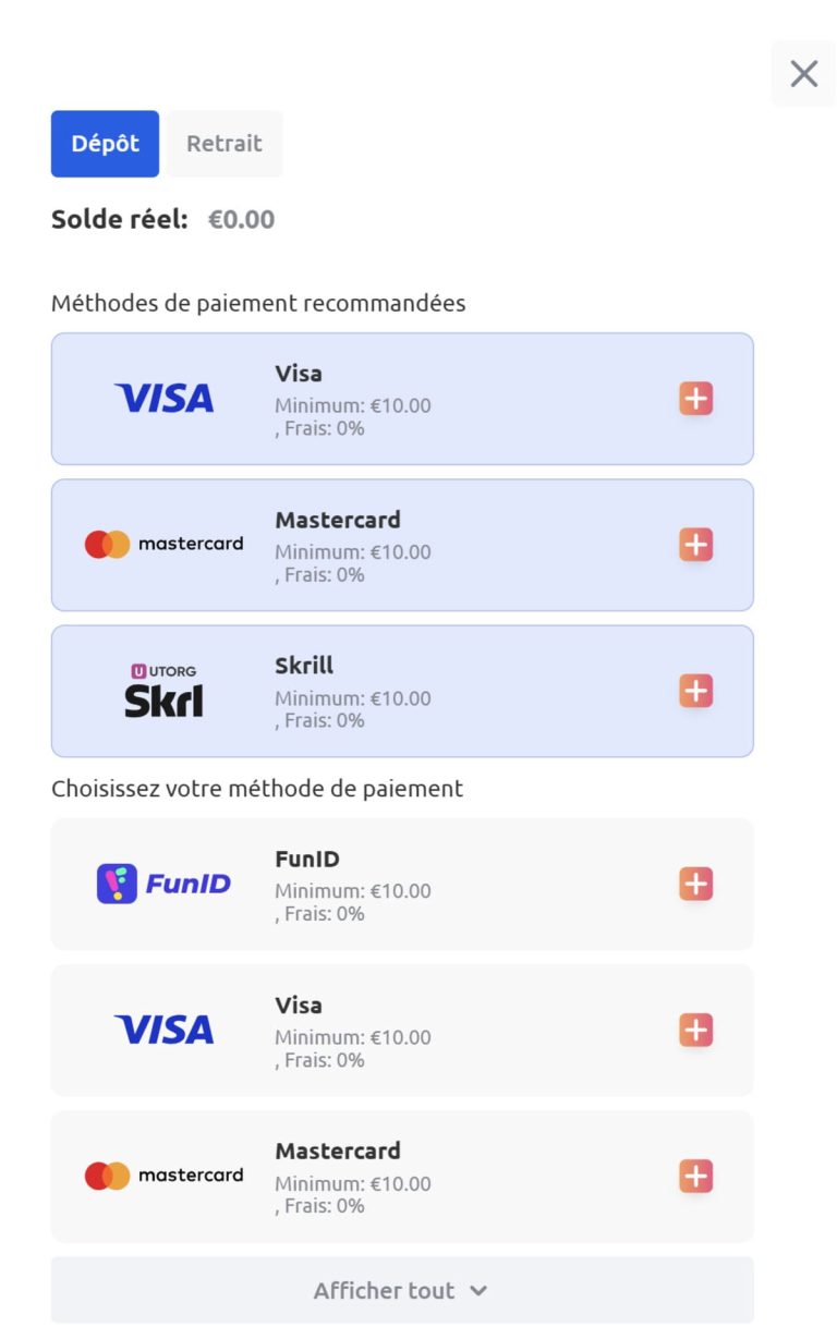 Cadoola Casino moyens paiement dépôt